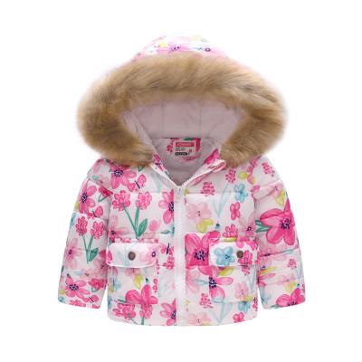 China Winter QUICK DRY Floral Print Padded Warm Jacket Fur Kids Toddler Boys And Girls Coat for sale