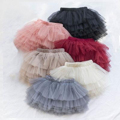 China Pink Mesh Fluffy Ballet Tutu Skirts Kids Girls Polyester Tutu One Line Wholesale Breathable Solid Color for sale