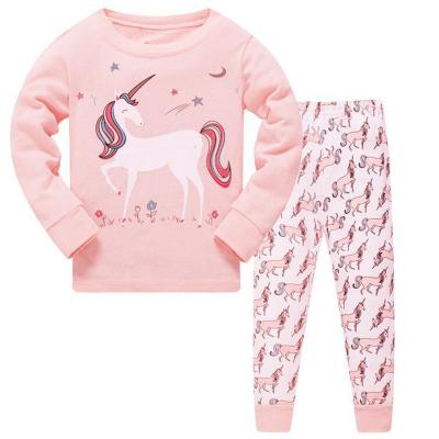 China Preppy Cotton Children's Suit Children's Loungewear Girls' Pajamas Suit Trade Unicorn Pattern Pajamas Suit Foreign Style for sale