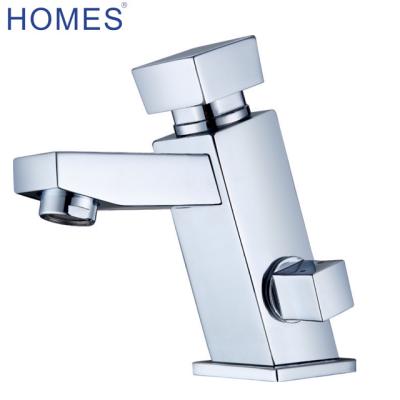 China Metered Adjustable Non Concussive Mixer Taps Square Basin Faucet , Self Closing Wash Basin Faucets for sale