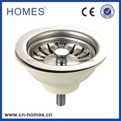 China Basket Strainer Stainless Steel Sink Basket Strainer Waste Drain With White Plastic Body for sale