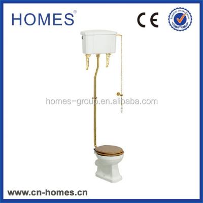 China Gold Plated Gold Plated Traditional High Level Flush Pipe WC Completed Kit for sale