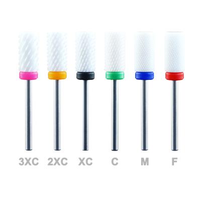 China Ceramic Barrel Shape Dust Proof Blue Ray Ceramic Nail Drill Bit For Gel Remove for sale