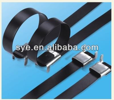 China hot selling /new/ for sale good quality fire proof 316 grade ss cable ties stainless steel pvc coated cable tie(Wing Type) for sale