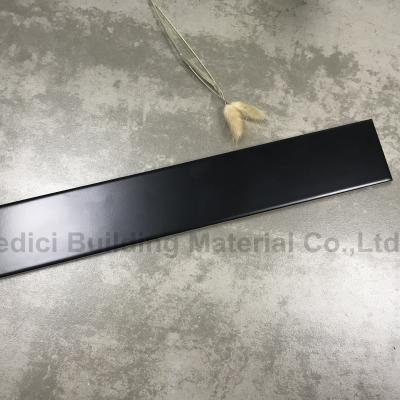 China Glazed Tiles 60*400mm Subway Tile Metallic Black Glossy Interior Wall Tiles Designs for sale