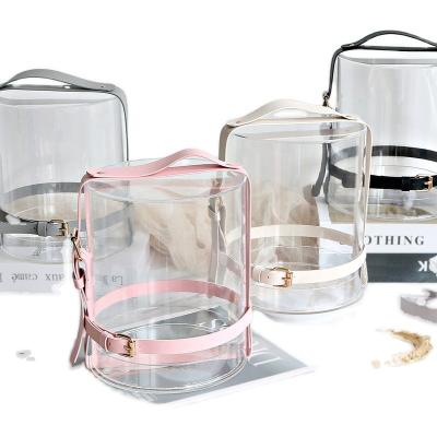 China luxury clear handmade customized with handle round acrylic flower packaging box for sale