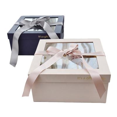 China blank sample for free,luxury lid and base box with window gift box for sale