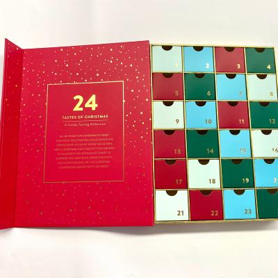 China Custom Empty Handmade Luxury Rectangle Christmas Advent Calendar Packaging Boxes for sale