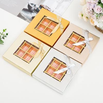 China High quality dessert box with ribbon cardboard luxury chocolate packaging box with window for sale