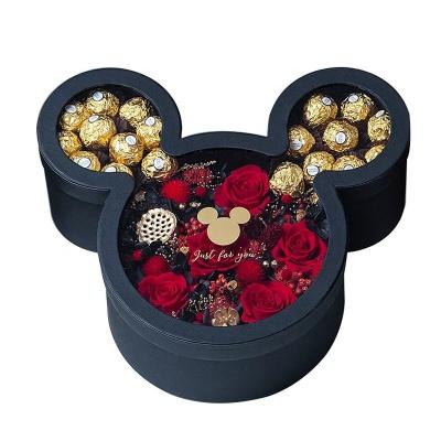 China Custom Mickey Mouse Shaped flower and chocolate Valentine's Day gift packaging paper boxes for sale