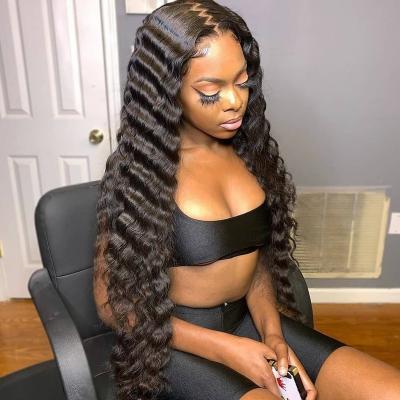 China VENUSWIG Deep Wave Deep Wave 13X4 Lace Front Wigs With Baby Hair Wholesale Brazilian Glueless Human Hair Wigs For Black Women for sale