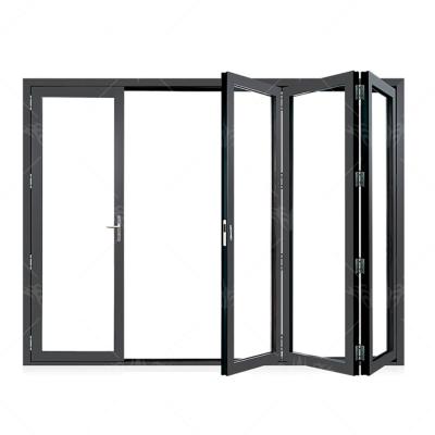 China Sound Insulation Tempered glass aluminum 75 folding doors profiles folding exterior doors exterior for sale