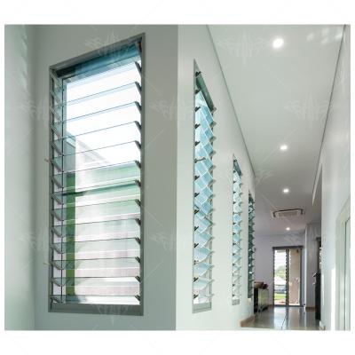 China Magnetic Screen Villa Aluminum Louver Window Exterior Louver Window Glass Windproof Louver Window for sale