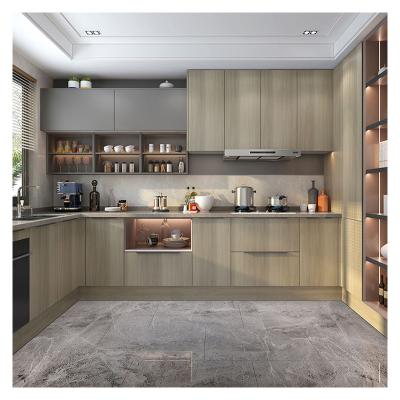 China Environmental Friendly 2022 cupboard custom islands and countertop wood doors melamine kitchen cabinet sample luxury modern modular designs for sale