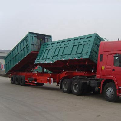 China BERKLEY 3 Axles 45cbm Grain Side Dump Tipper Trailers Dumping Semi Trailers Truck Trailer For Sale for sale