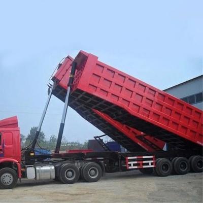 China BERKLEY 2 Truck Trailer 3 4 Axles 30t 50t 80t Rear Dump Trailer Dump Truck Trailer Dumper Service Trailer With Hydraulic Cylinder for sale