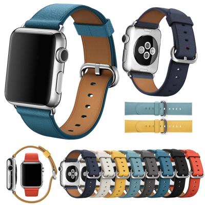 China Classic Genuine Leather Leather Watch Band Strap Replacement For Apple Watch iwatch Series 7 -1 for sale