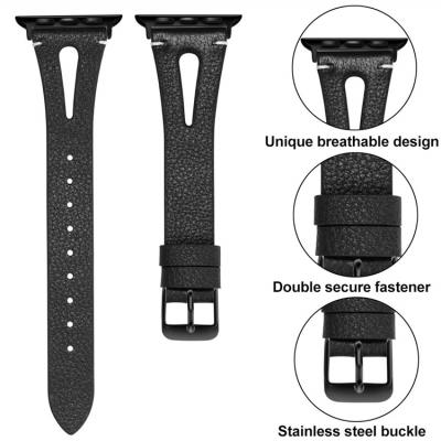 China 38mm 40mm 41mm 42mm 44mm Genuine Leather 45mm Bling Leather Watch Band For Apple iwatch 7 6 5 4 3 2 1 Se for sale