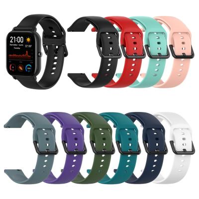 China 20mm OEM Silicone Rubber Watch Band Strap Rubber Custom Straps For Amazfit BIP/42mm GTR/GTS (A1913) for sale