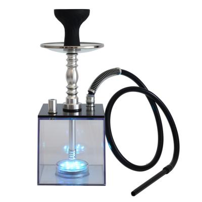 China New Design 5 Colors High Quality Square Hookah Hookah Acrylic Shisha Tobacco Or Shesha Hookah With Led for sale