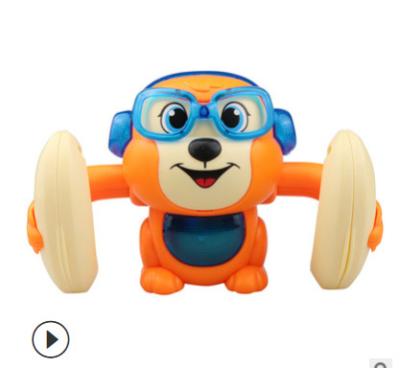 China Cartoon Sound Electric Light Warm Children's Toys Musi Discharge Induction Control Toys Wild Animal Noise Activated Monkey Rubber Dumbling Children's Toys for sale