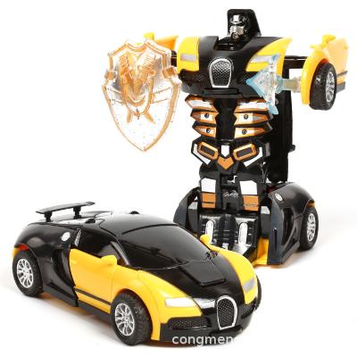 China Ride On 2021 Inertial Collision Toy 2021 Children's Toy Car Robot Conversion Model Mini Car Fiery Toy Car for sale