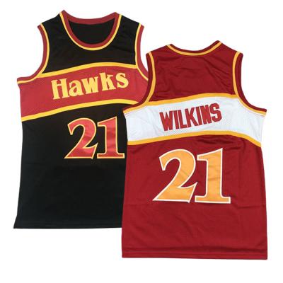 China #21 Dominique Wilkins Atlanta Shirt Breathable Hawks Antibacterial Tee Sports Classic Mens Sleeveless Vest Basketball Tank Top Wear for sale