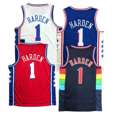 China 1 James Harden Sixer Shirts Jersey Navy Philadelphia Edition City Basketball Antibacterial 76er Shirts Sports Uniform Wholesale for sale