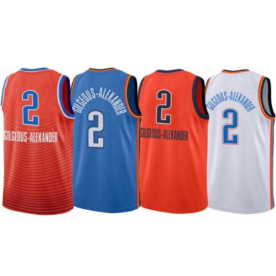 China 2 Shai Gilgeous-Alexand Shirts Oklahoma City Antibacterial Custom Name And Number Sports Basketball Vest Wear Wholesale for sale