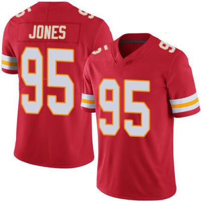 China Wholesale Chris Jones American Football Jersey Limited 95 Shirts Breathable Red Pique Uniform for sale