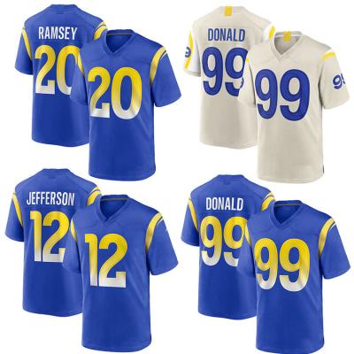 China 2021 Breathable Quilted Cooper Kupp #99 Aaron Donald Men Uniform Shirt #5 Jalen Ramsey #9 Matthew Stafford #10 American Football for sale