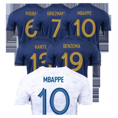 China Shirts & Griezmann Soccer Jersey 2022 10 Mbappe 6 Pogba Home Away 13 Kante 19 Benzema France National Shirts Men 7 Complete Uniform Wear for sale