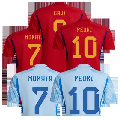 China Shirts & Leading 10 Morata Spain Soccer Jersey National 2022 Soccer Uniform Wear 10 Mbappe 9 Gavi 10 Pedri Shirts Men for sale