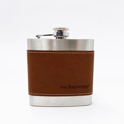 China Modern Custom Whiskey Flask Hip Flask Leather Wrapped 6 Ounce Logo Hip Flask Stainless Steel Hip Flask for sale