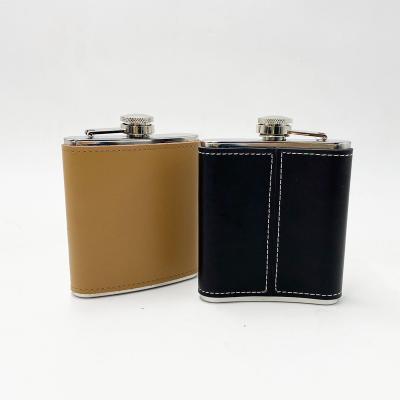 China Modern Custom Outdoor Hip Flask Leather Wrapped 8 Ounce Stainless Steel Hip Flask for sale