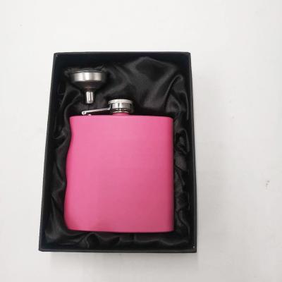 China Modern Custom Logo 6oz Hip Pink Flask And Funnel In Black Gift Box Wedding Favor Promotion Gift for sale