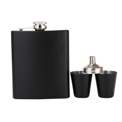 China Matte Black Color 8oz Hip Liquor Drinking Flask Set In EVA Gift Box for sale