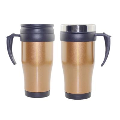 China Cute Customize Outdoor Portable 450ML Mug With Lid Insulated Stainless Steel Coffee Cup Drinkware Car Mugs With Handle for sale