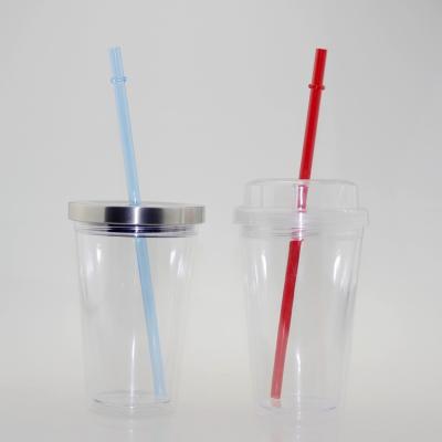 China Cute Wholesale Reusable Cups With Lids And Straws Line Wall Insert Cold Water Plastic Tumbler for sale