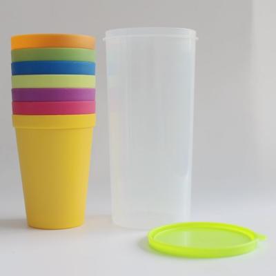 China Custom Cute Logo 16oz Reusable Colorful Plastic Water Tumbler With 7pcs In One Set for sale