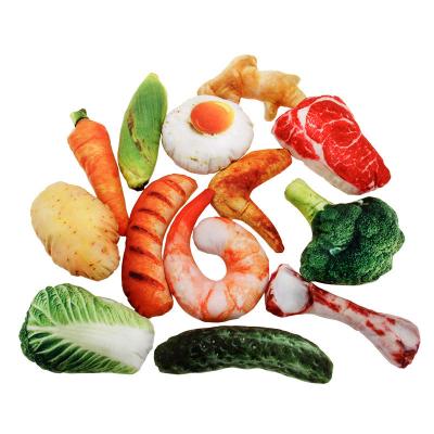 China Viable Simulation Canvas Pet Toy 3D Fruits And Vegetables Anti Bite Plush Cat And Dog Toy for sale