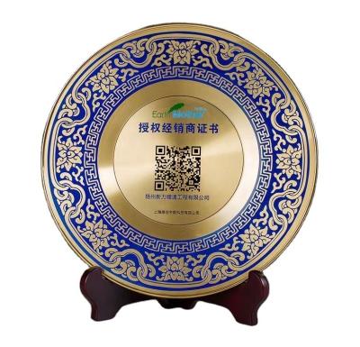 China Custom 3D Metal Brass Natural Award Europe Souvenir Color Memorial Dish for sale