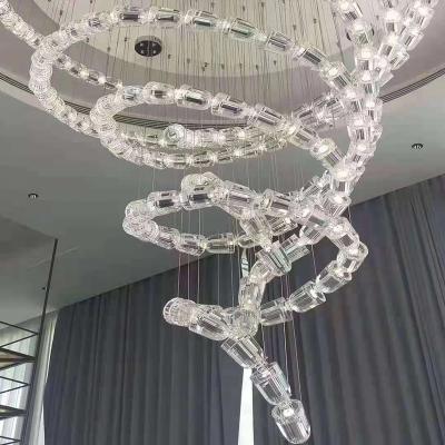 China Hotel Project Art Design Modern Customized Luxury Light Transparent Glass Chandelier Crystal LED Pendant Light for sale