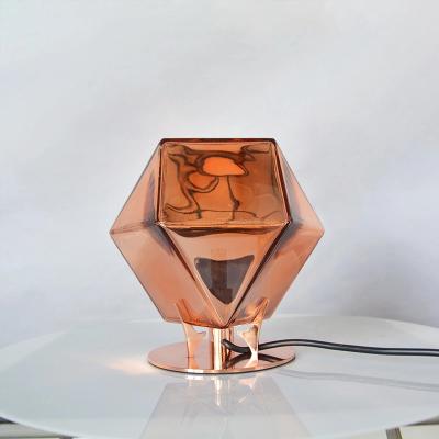 China Modern Design Rose Gold Glass Table Light Modern Vintage E27 Indoor 60 Watt Living Room Restaurant Office LED Glass Table Light for sale