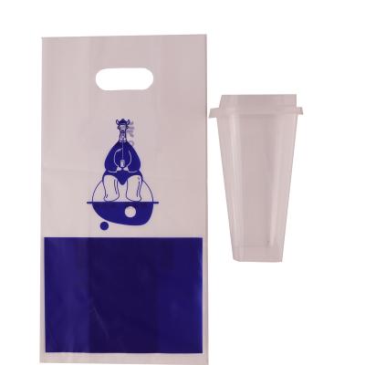 China High Quality Beverage Box Be Custom Size Biodegradable Pla Tote Bags Drinks Matte Plastic Cup Carrier Bag for sale