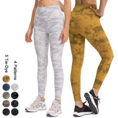 China Breathable Ready To Ship RTS 1 Pcs Wholesale Custom High Quality Womens High Waisted Print And Tie Dye Yoga Pants Gaiters With Camouflage Leopard for sale