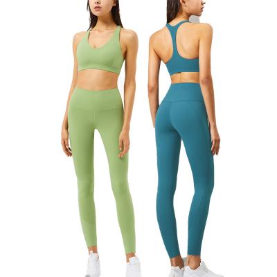 China 1 Pcs MOQ Costom Women Y Back Breathable Sports Bra With Remove Pads Workout Fitness Gym Wear Leggings Yoga Suit Sets for sale