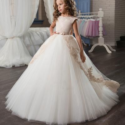 China Anti-Static Bow Sash Wedding White Princess Party Dress for sale