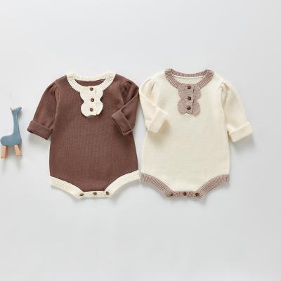 China 95%cotton 5%else autumn 2021 new baby knitted jumpsuit baby long sleeve suit pet climbing jacket for extinguishing baby romper for sale