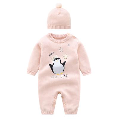 China Casual Thick Newborn Long Sleeve Newborn Boutique Button Jumpsuit Instant Baby Romper for sale